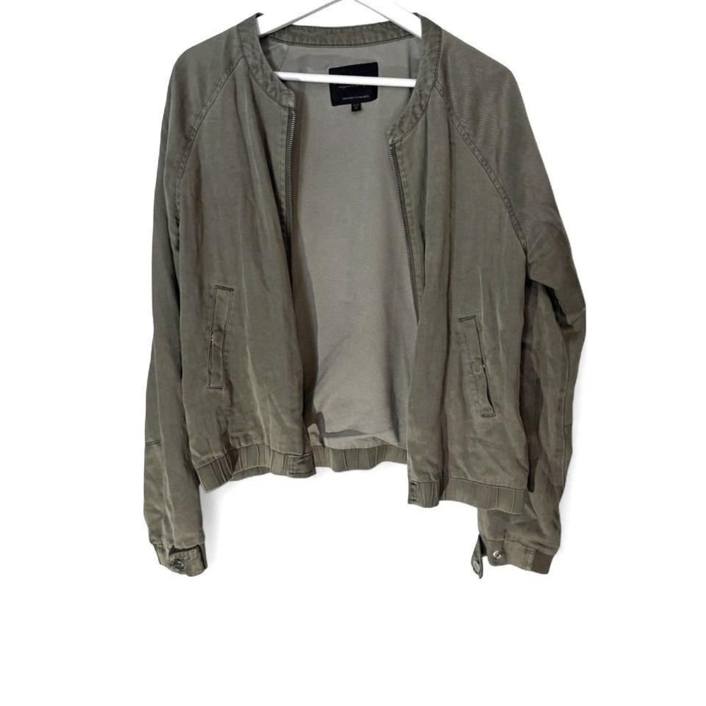 Sanctuary Womens Olive Green Utility Bomber Jacket Full Zip Sleeve Pocket Size M